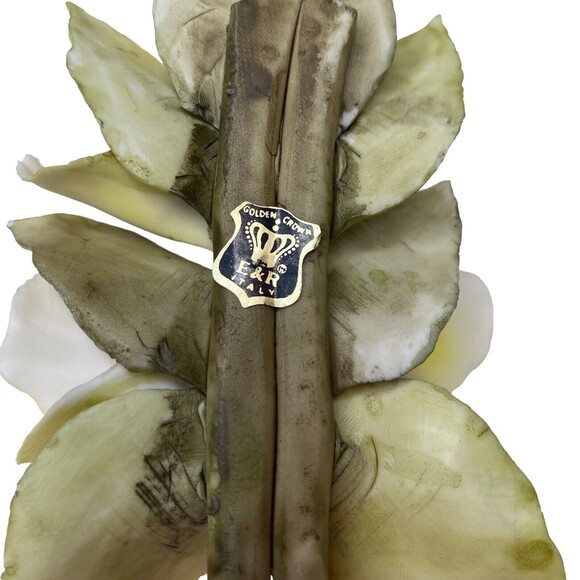 Vintage Golden Crown E&R Italy Porcelain Yellow Flower on Stems - Picture 5 of 6